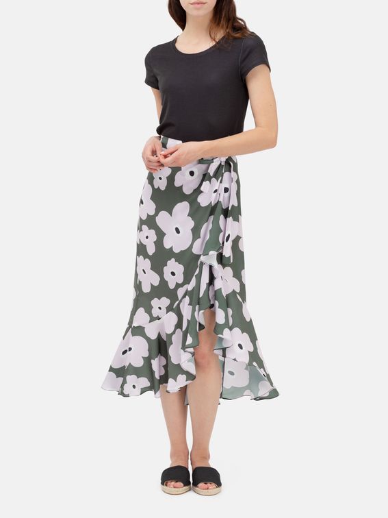 custom printed flounce skirt details