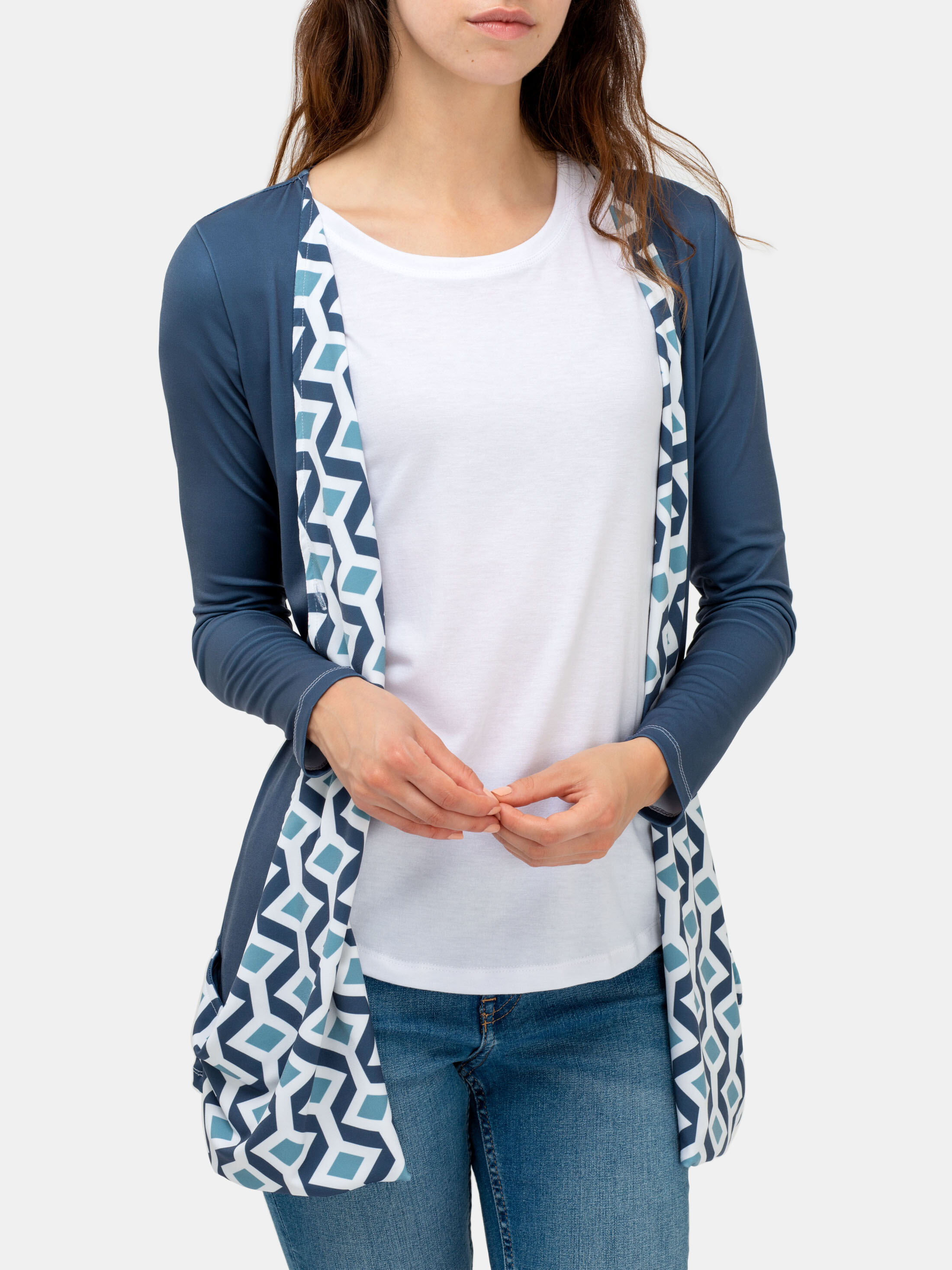 Shirt with attached cardigan sale