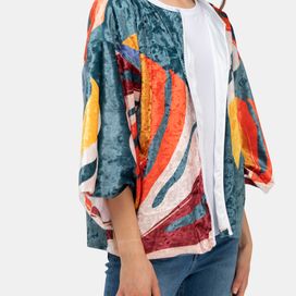 Veste kimono courte avec design