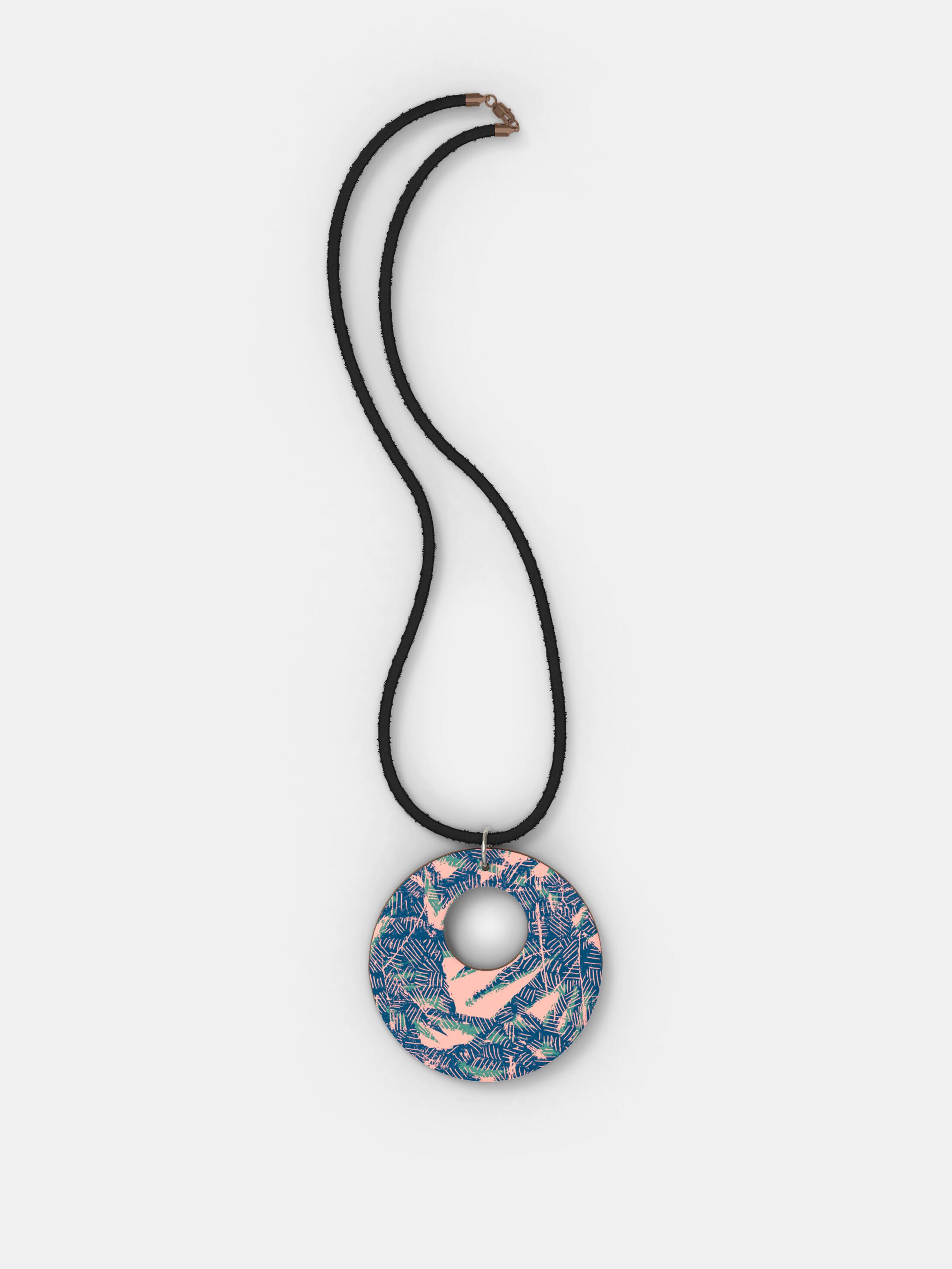 Circular custom wood pendant necklace