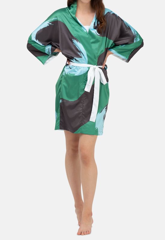 floral design Kimono robe Silk custom