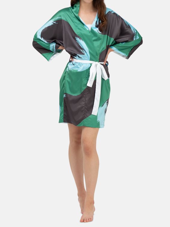 Kimono Robe Black floral design