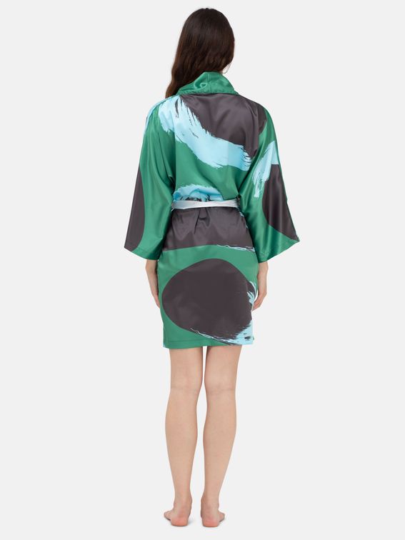 floral design Kimono robe Silk