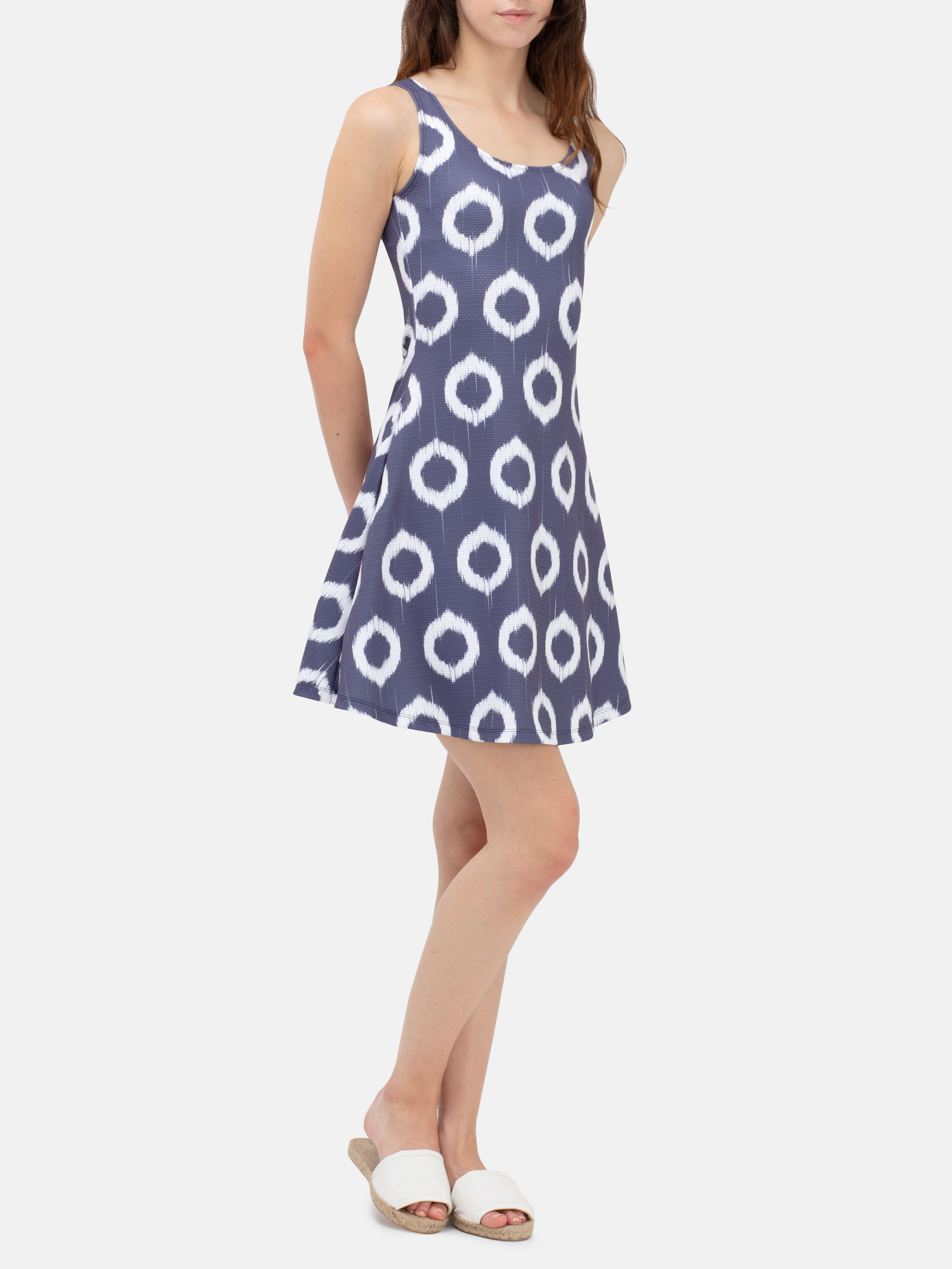 Blue and white skater dress best sale