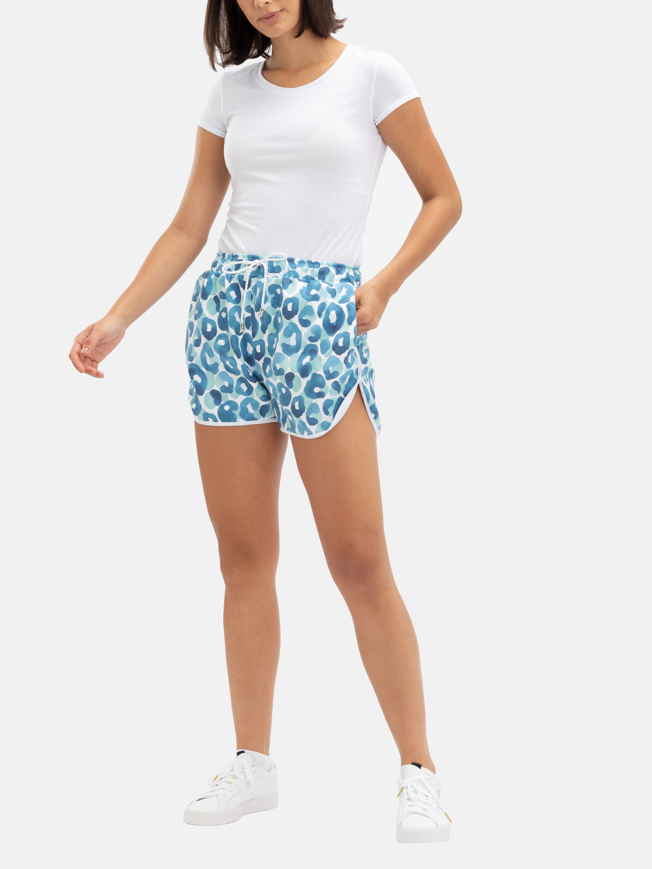 Allover Print Wideband Waist Top-stitching Sports Shorts  Shorts  esportivos femininos, Roupas esportivas femininas, Mulher