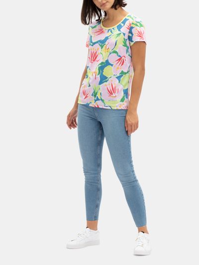 Hollister Colour Change All Over Floral Print T-shirt Slim Fit In