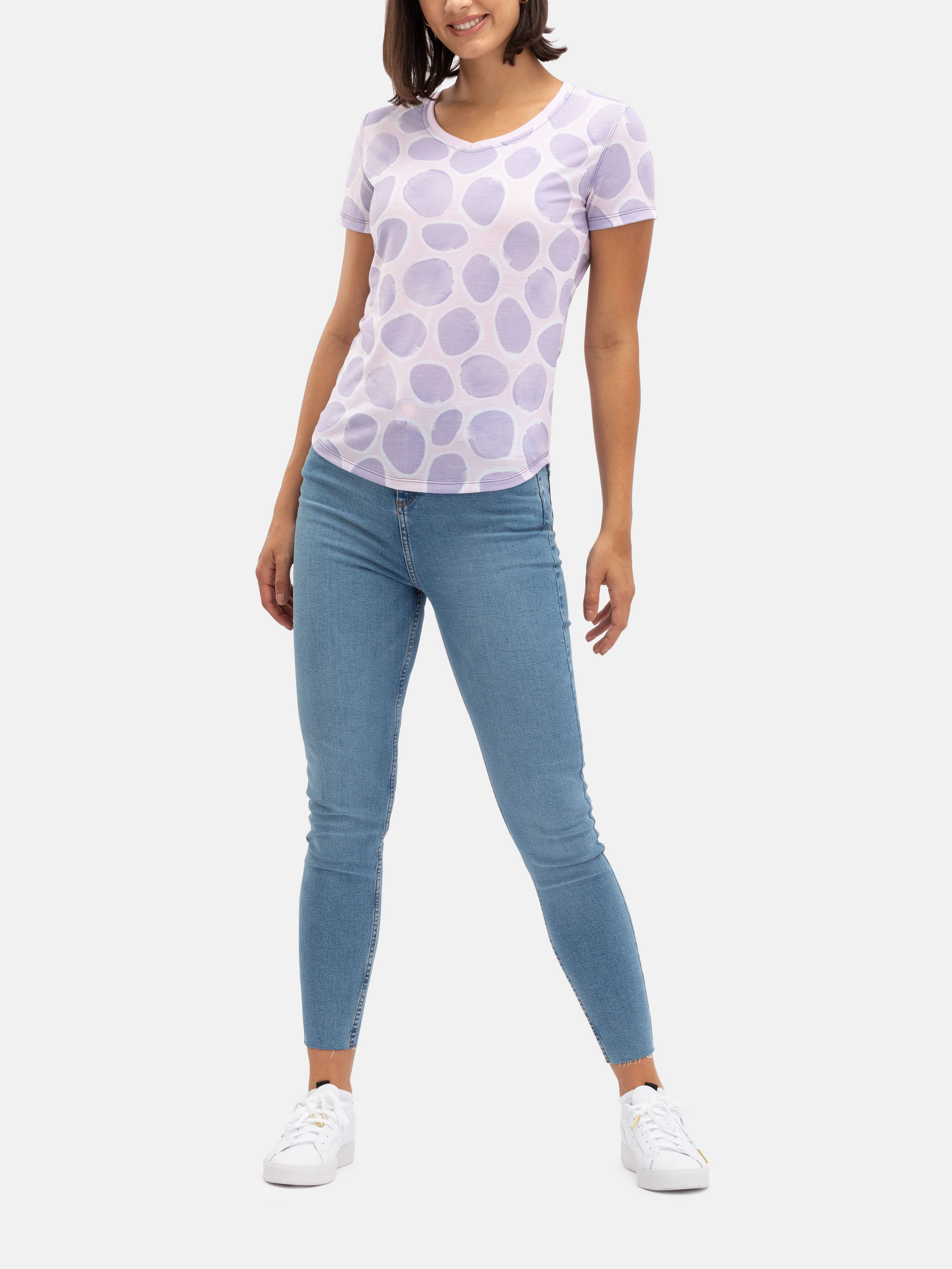 T-shirts imprimés personnalisés à col en V pour femmes