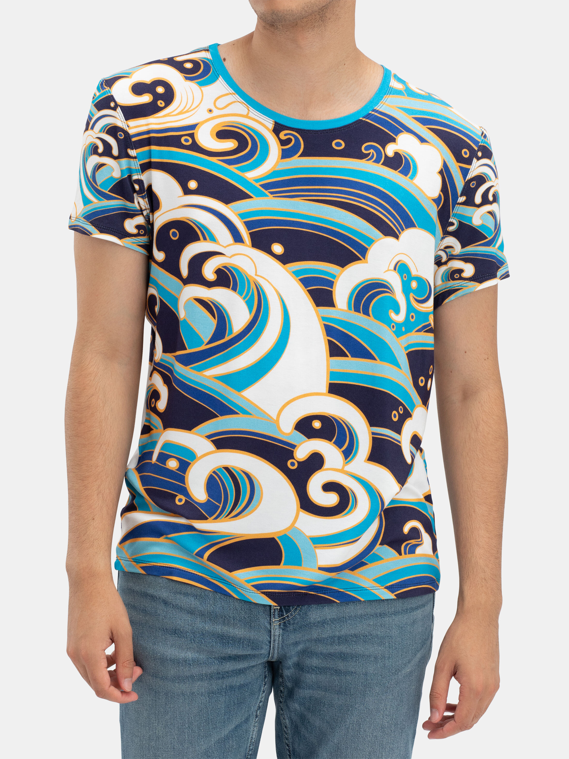 Tryckt rundhalsad t-shirt handgjord