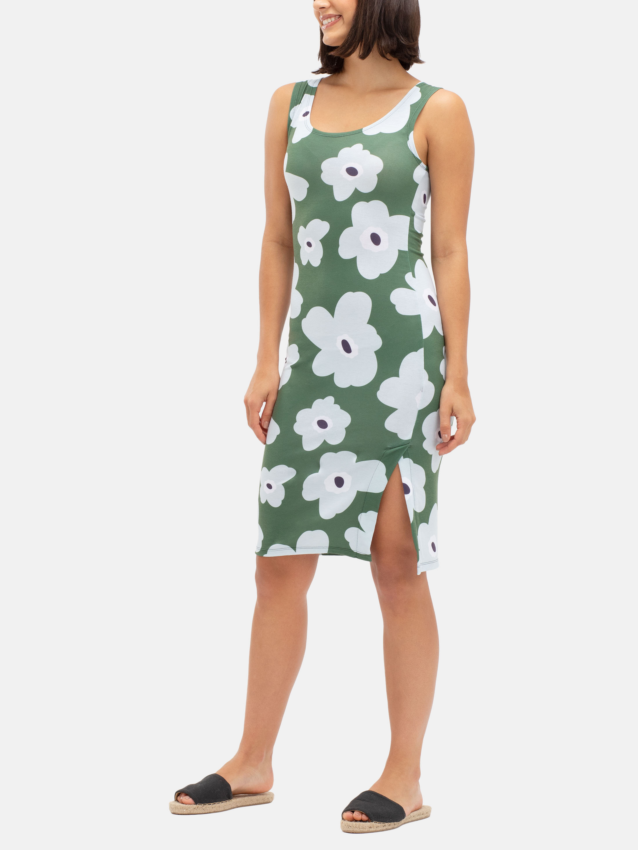 bedrucktes etui-kleid