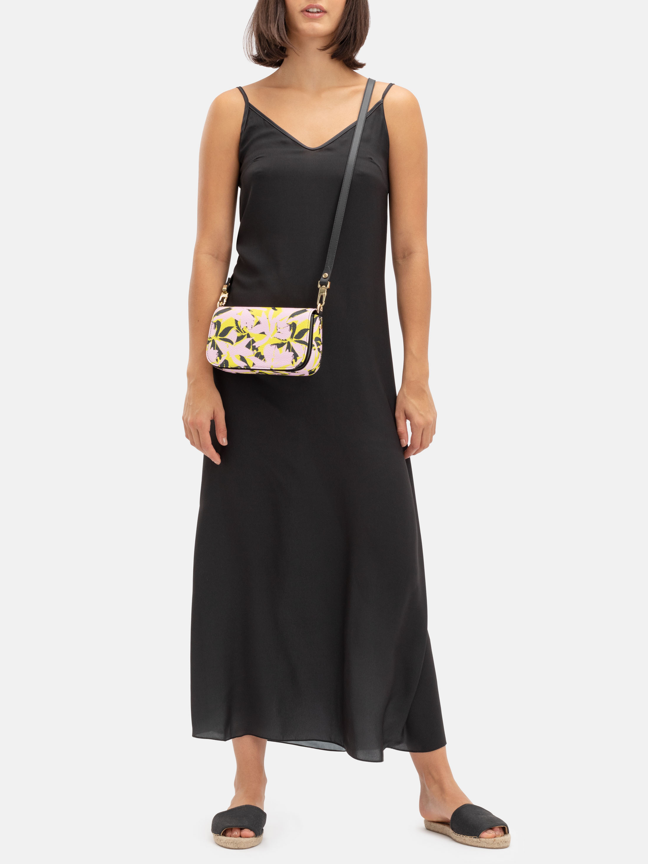 details of custom foldover crossbody clutch