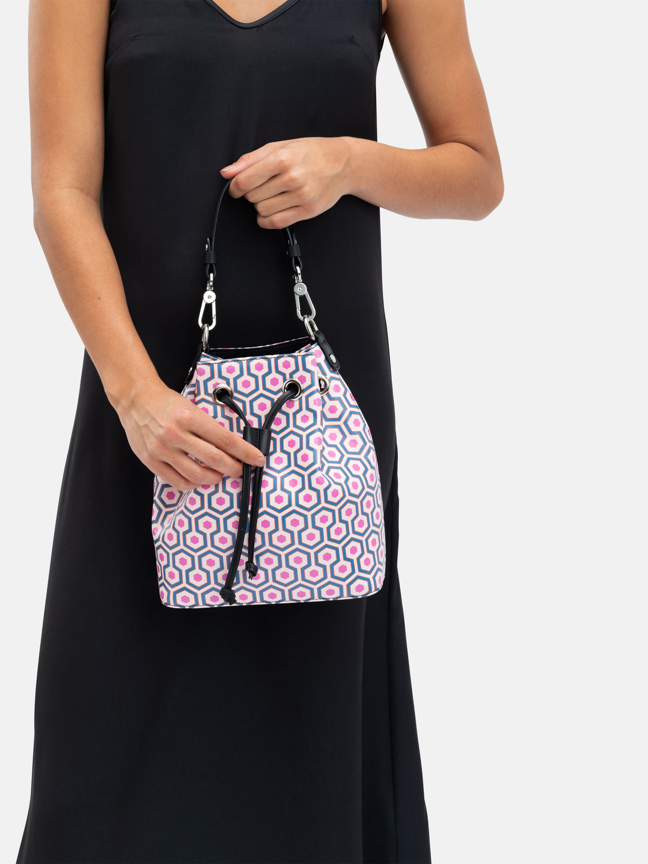 Borsa a secchiello stampata con disegni