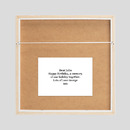 sticker on back of silk print with text