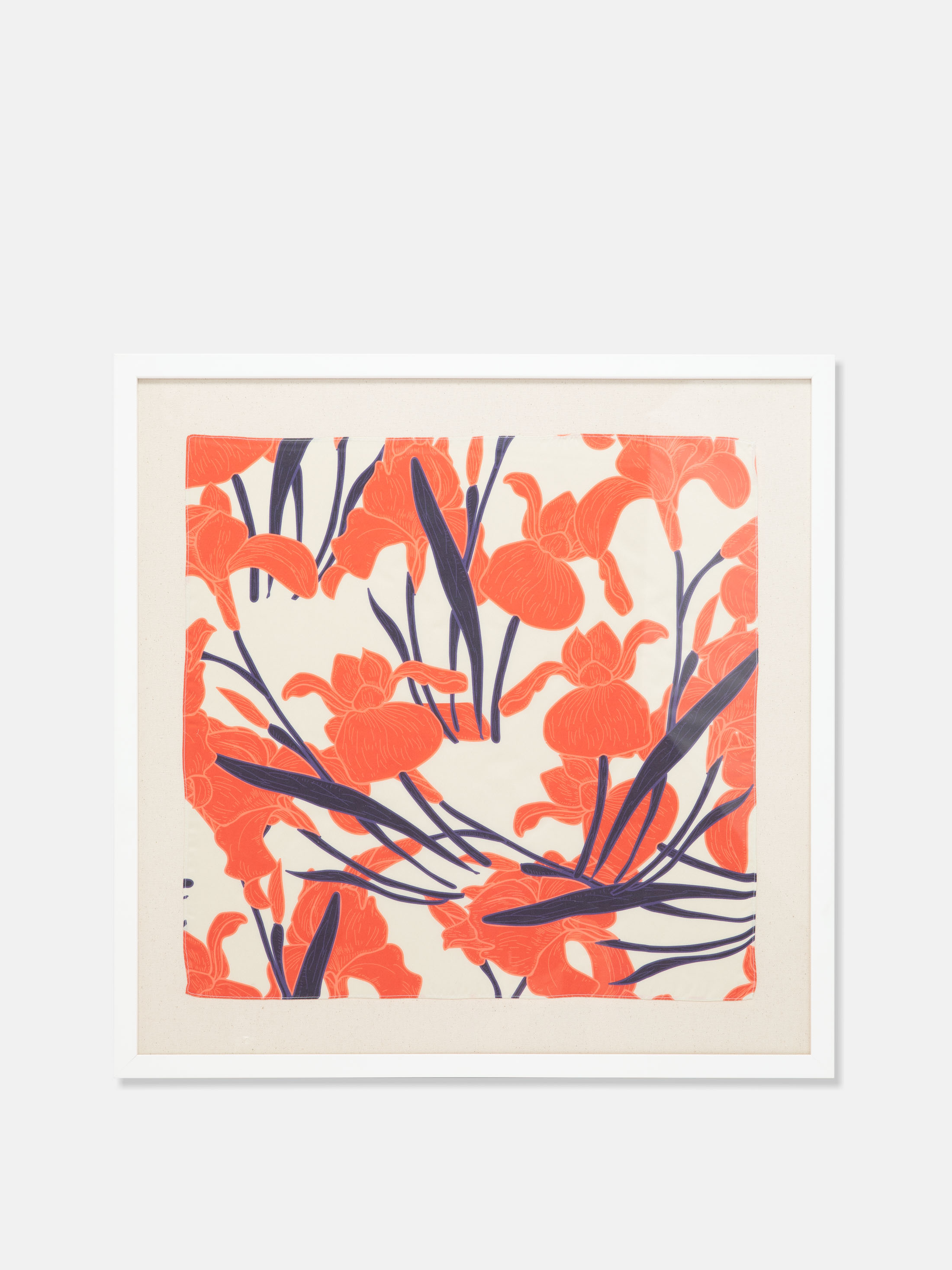 Genuine printed silk in frame