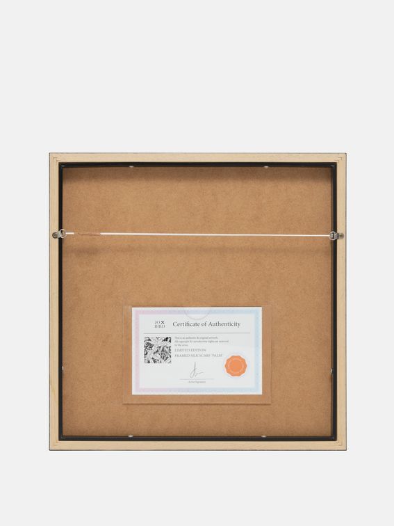 certification du tableau en tissu au verso