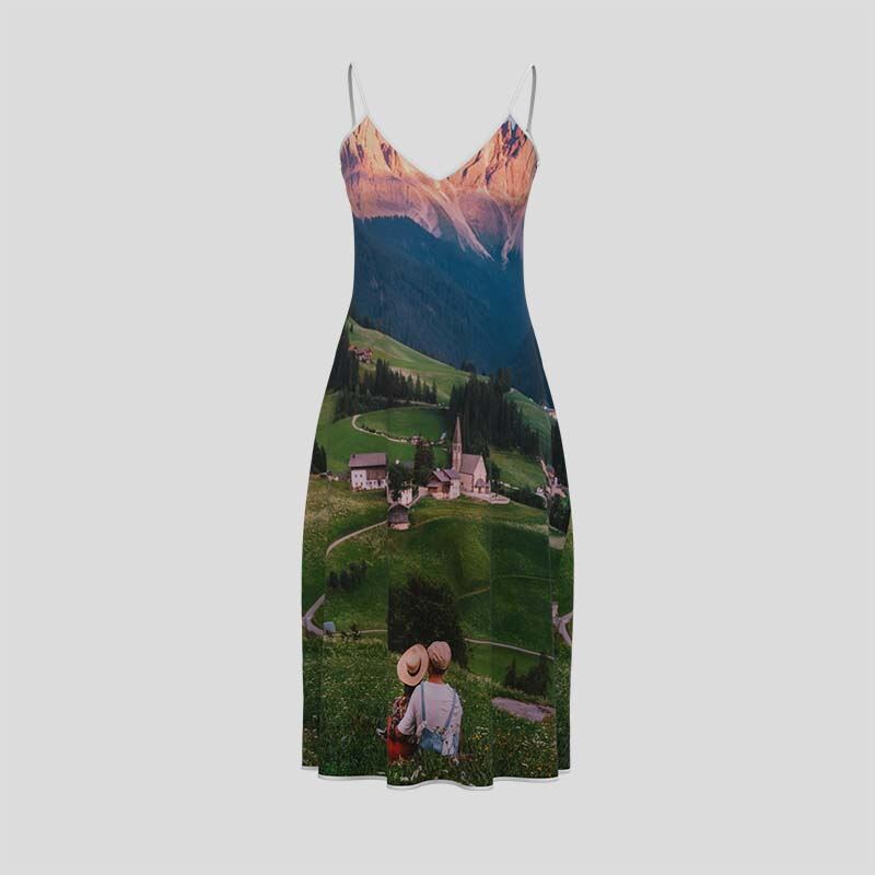 Personalised Casual Sleeveless Midi Dress. Custom printed