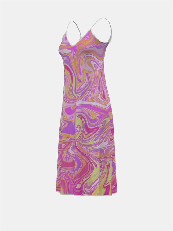 custom printed sleeveless midi dress