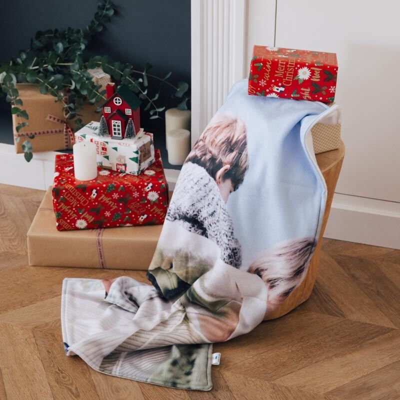 Family Photo Printed Blanket for Christmas