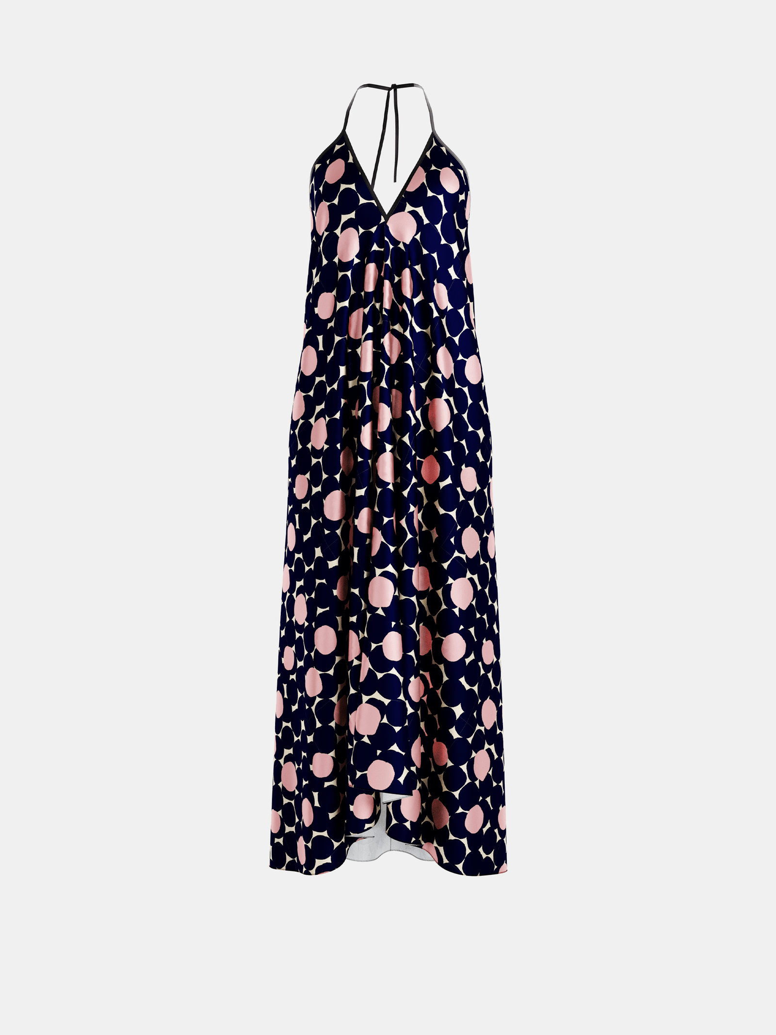 New halterneck backless sleeveless gathered patchwork dress pocket dress main image 1