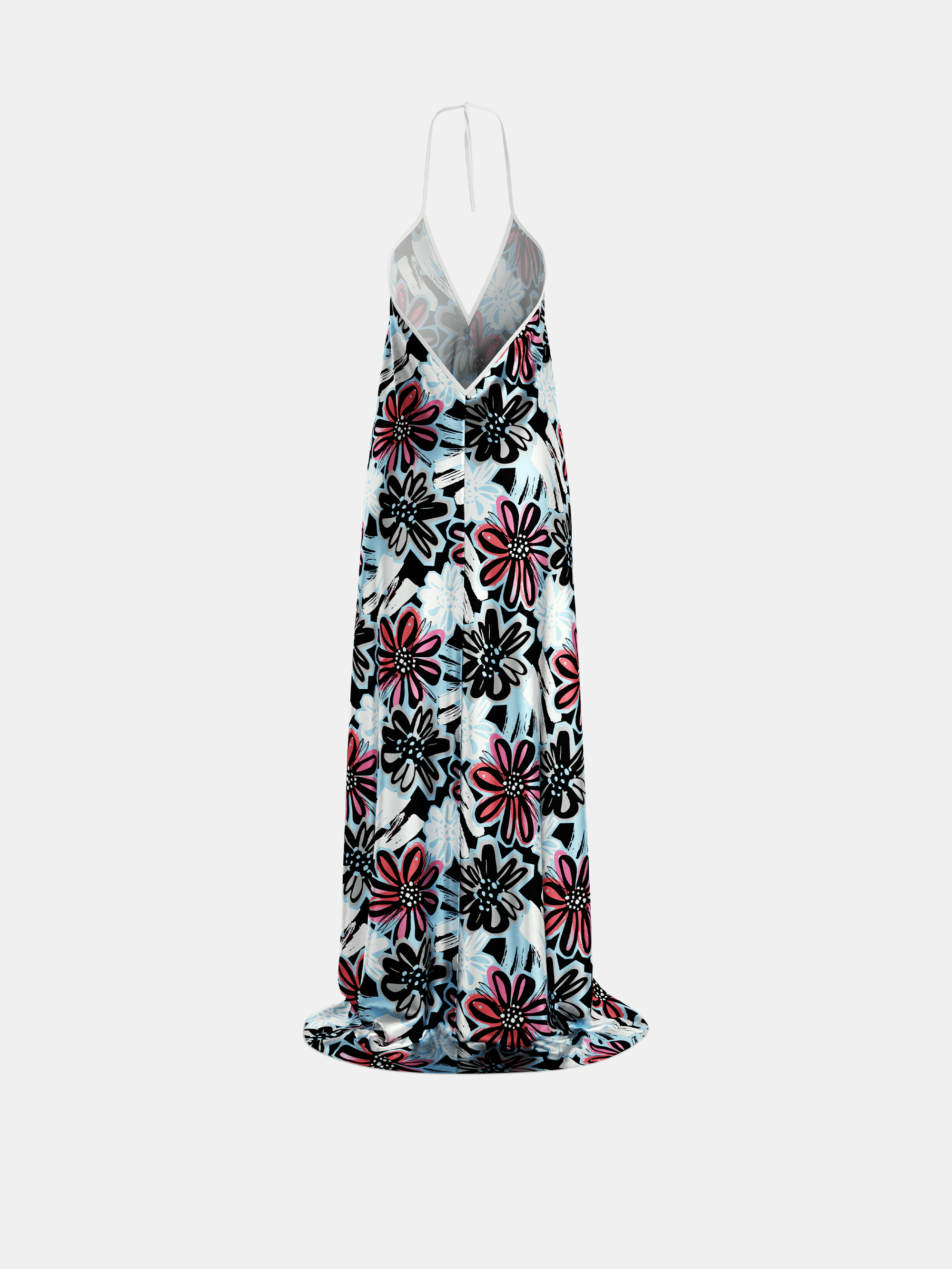 New halterneck backless sleeveless gathered patchwork dress pocket dress main image 0