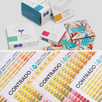 Muestrario de telas y cartas de colores