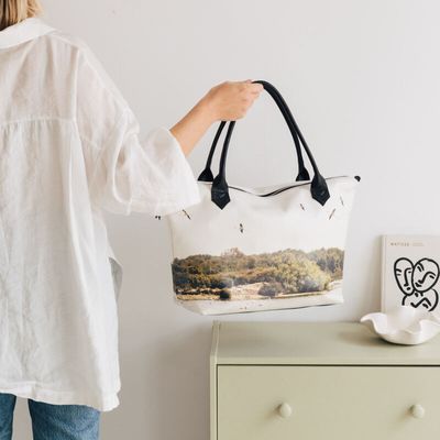 leather zip top tote bags detail