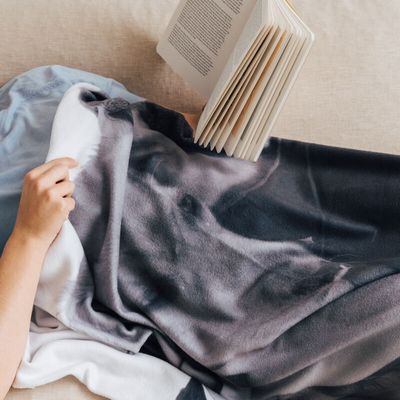 folded pet blanket printed with photo collage