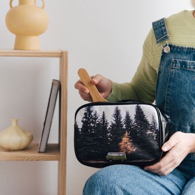 photo leather wash bag