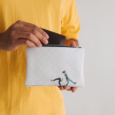 personalised leather photo clutch bag