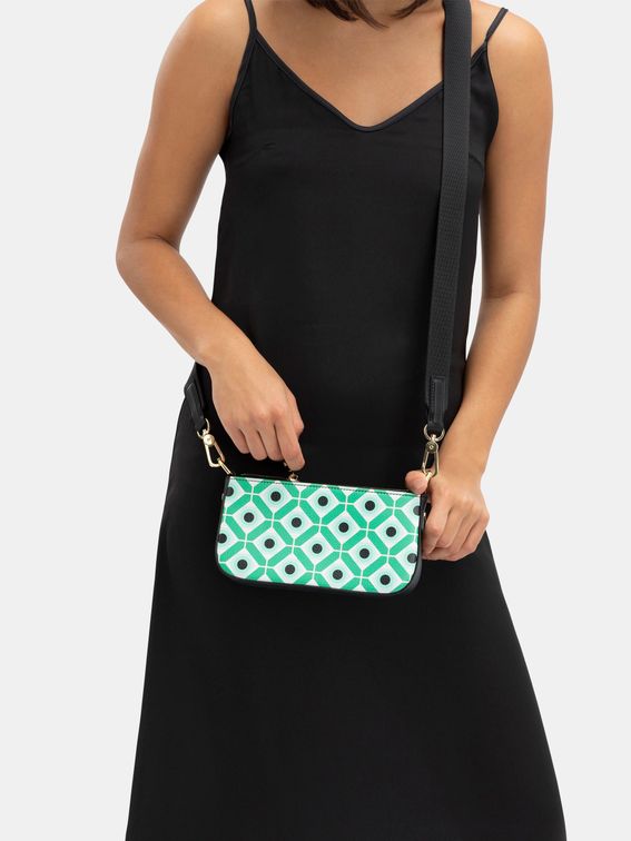 borsa pochette con zip e stampa personalizzata