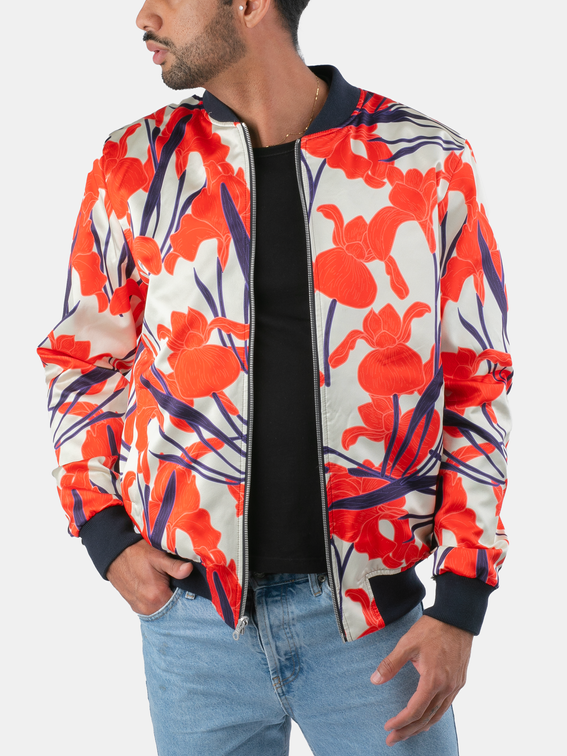 mens reversible silk bomber jacket