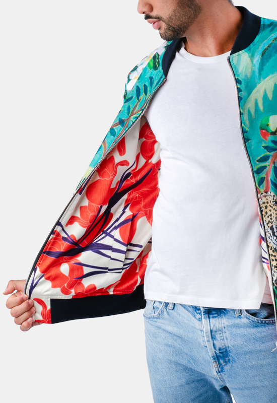 Floral silk 2025 bomber jacket