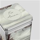 Lata de té impresa con nombre