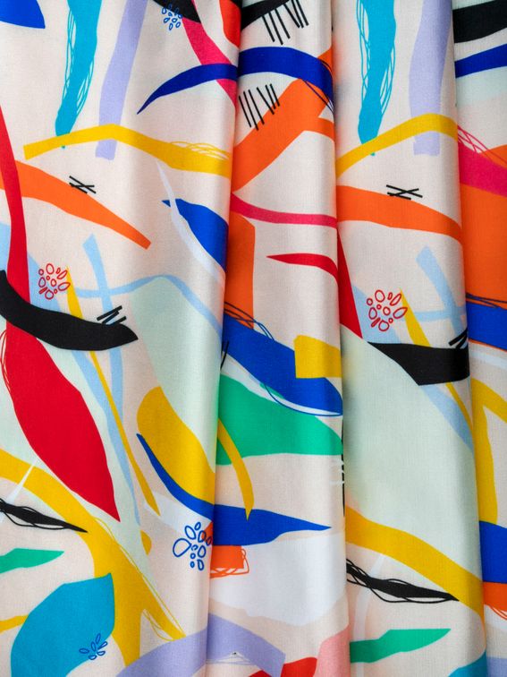 Custom printed Kensington Cotton Silk Satin Fabric