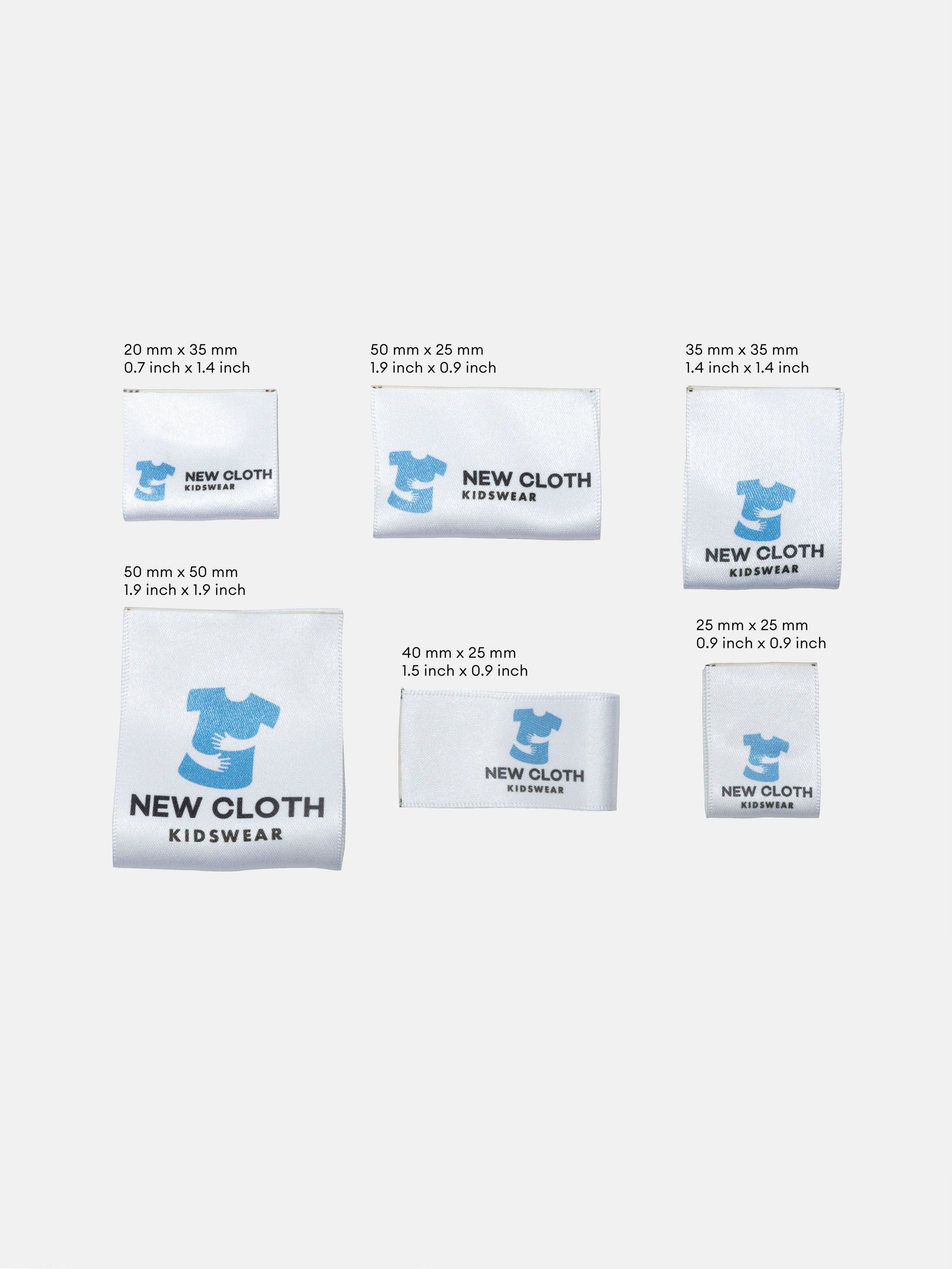 Folded personalised satin sewing label with custom logo