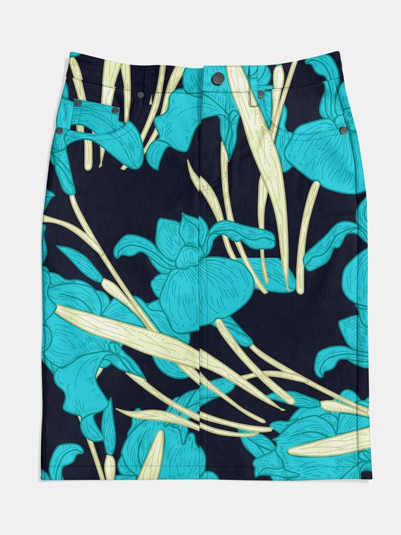 custom printed denim skirts
