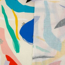 Tela de algodón y cáñamo con estampado