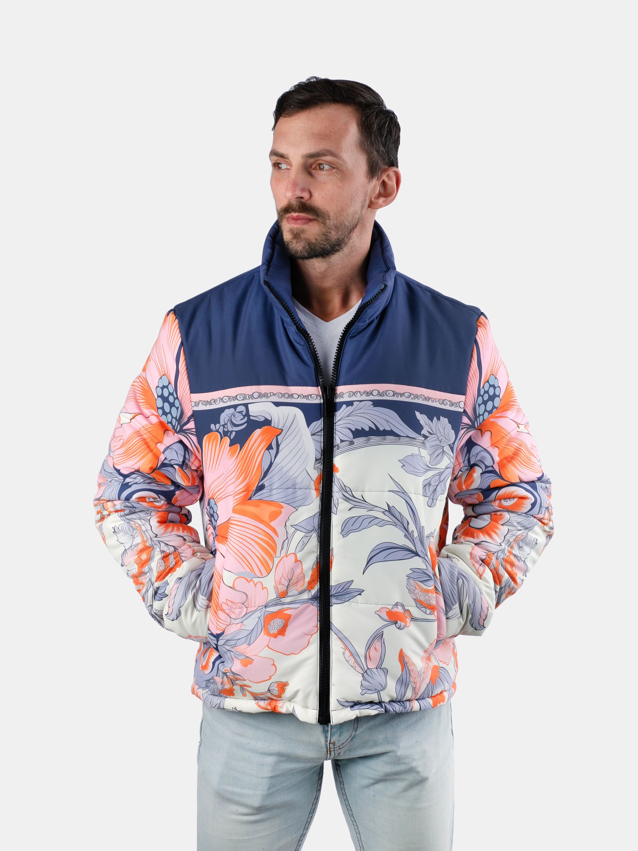 printed puffer jacket