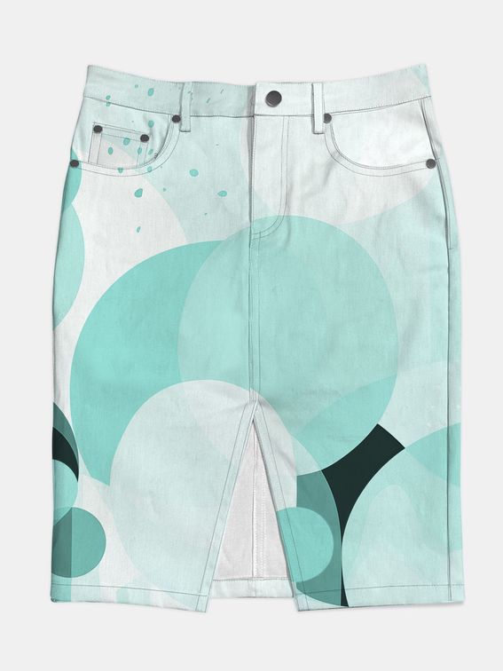 printed denim midi skirts
