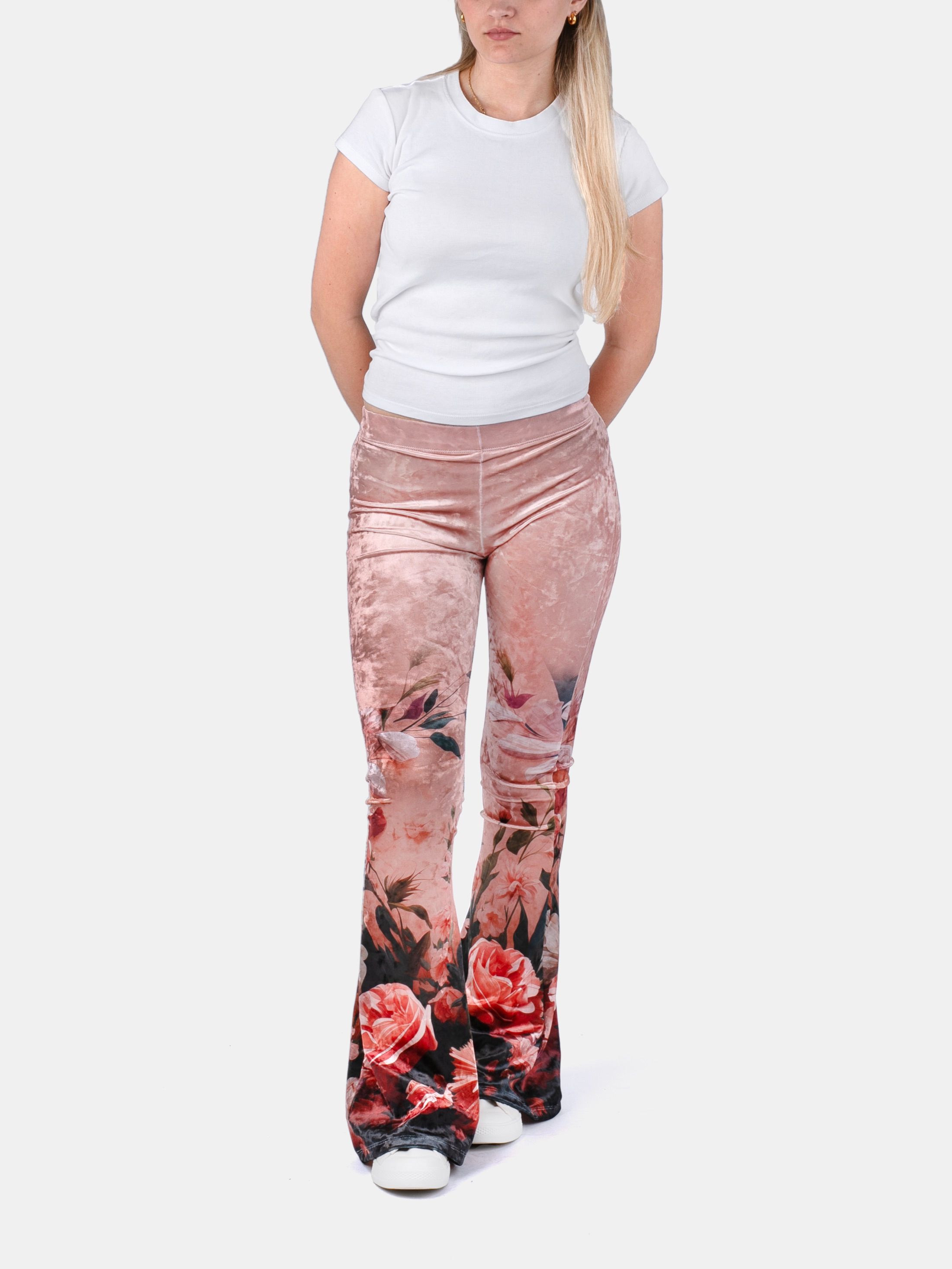 Flared broek met hoge taille en print