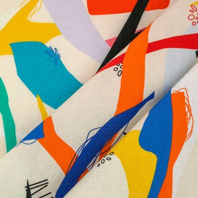 Tejido de sarga estampado de cáñamo y algodón.