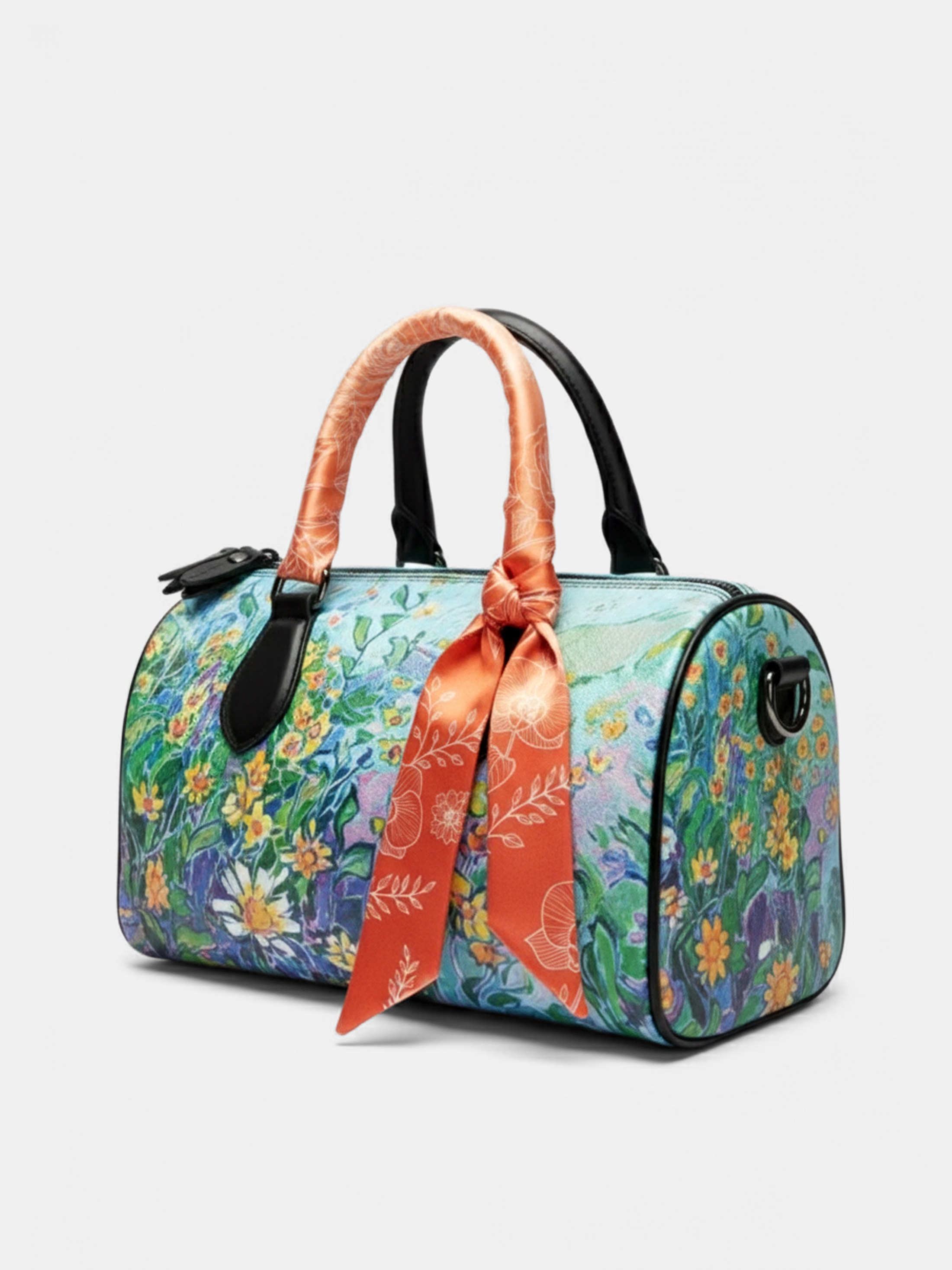 silk scarf on handbag
personalized