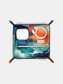 custom printed leather desk organiser tray