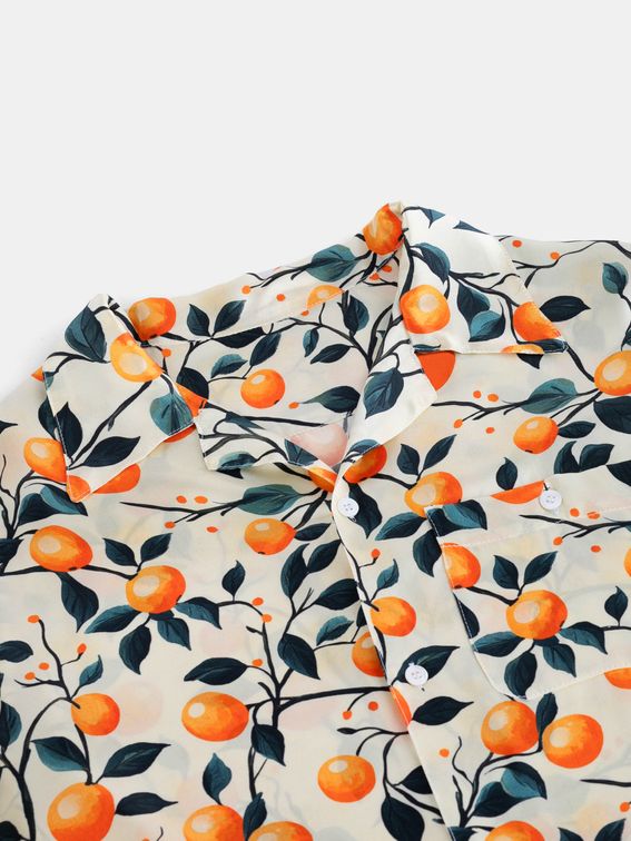 printed open collar shirt