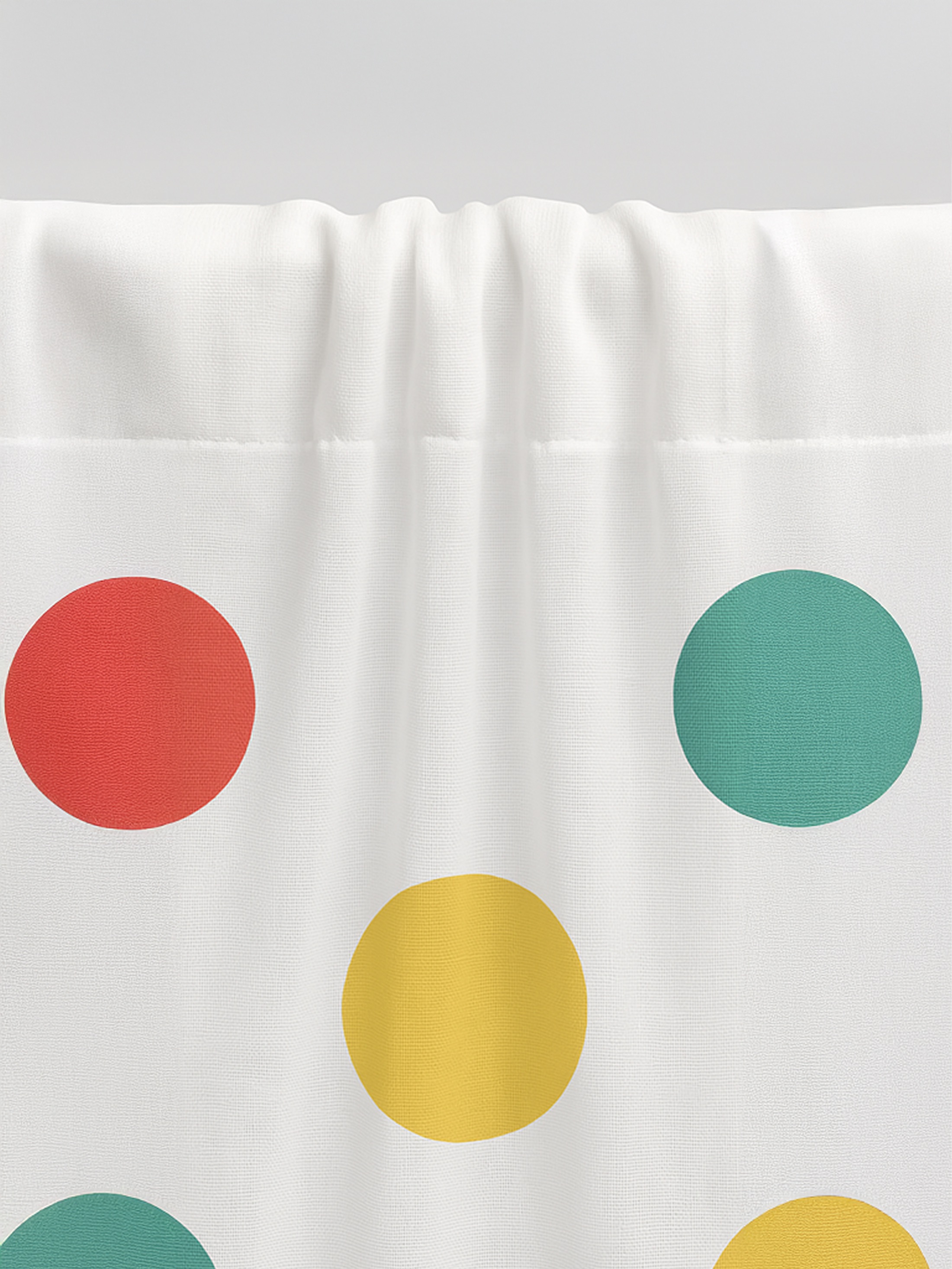 close-up of colourful polka dot net curtain fabric