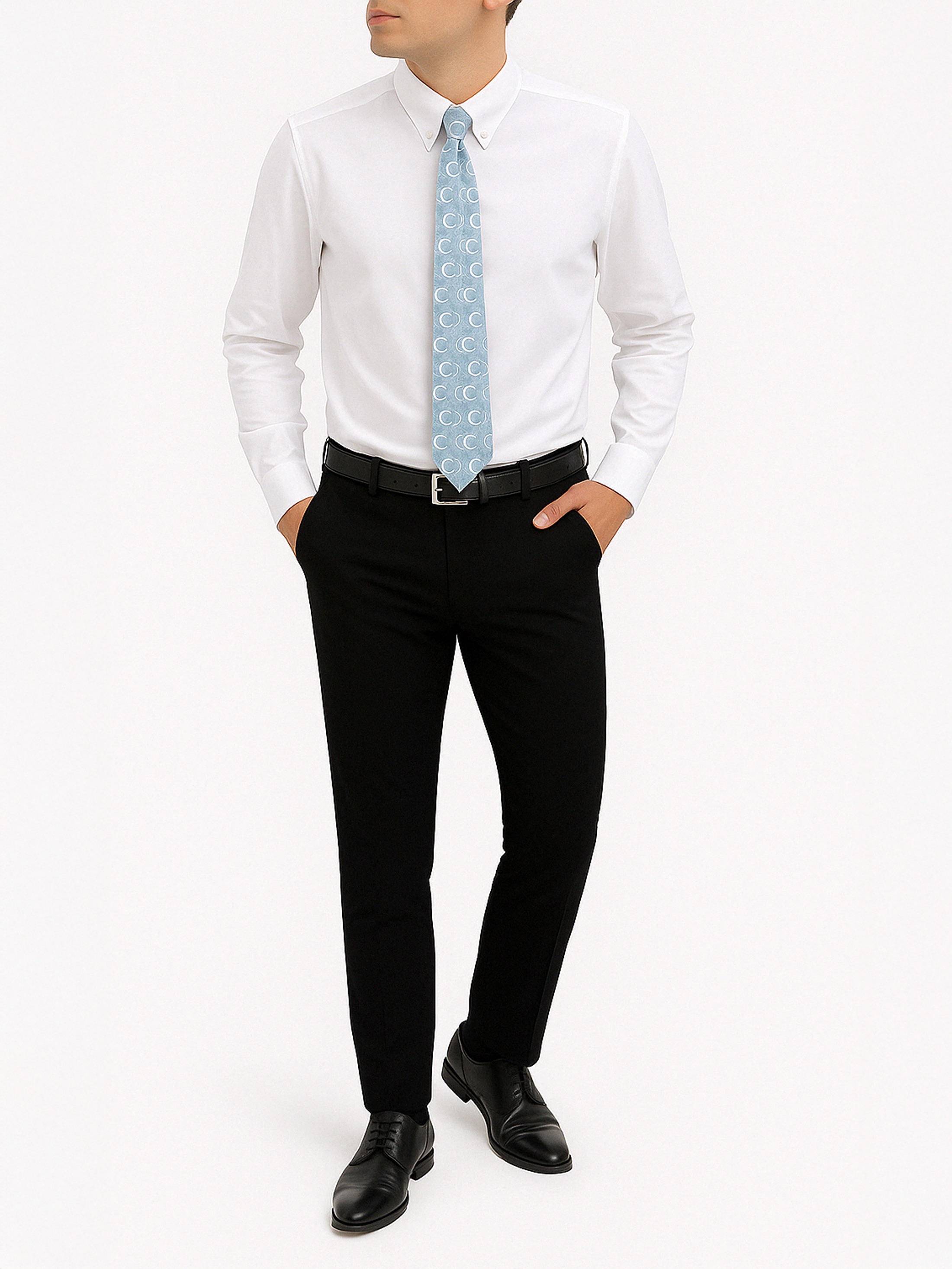 custom ties with black trousers