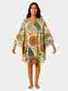 Short floral boho kaftan with wide sleeves