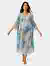 Long jellyfish print kaftan with V-neck