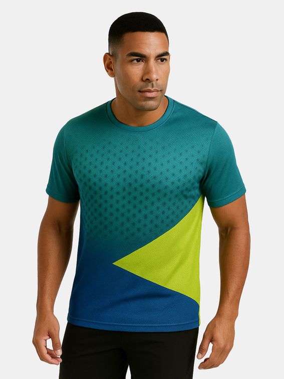 Mans custom teal and lime Men’s custom sports t-shirt – teal and lime design
