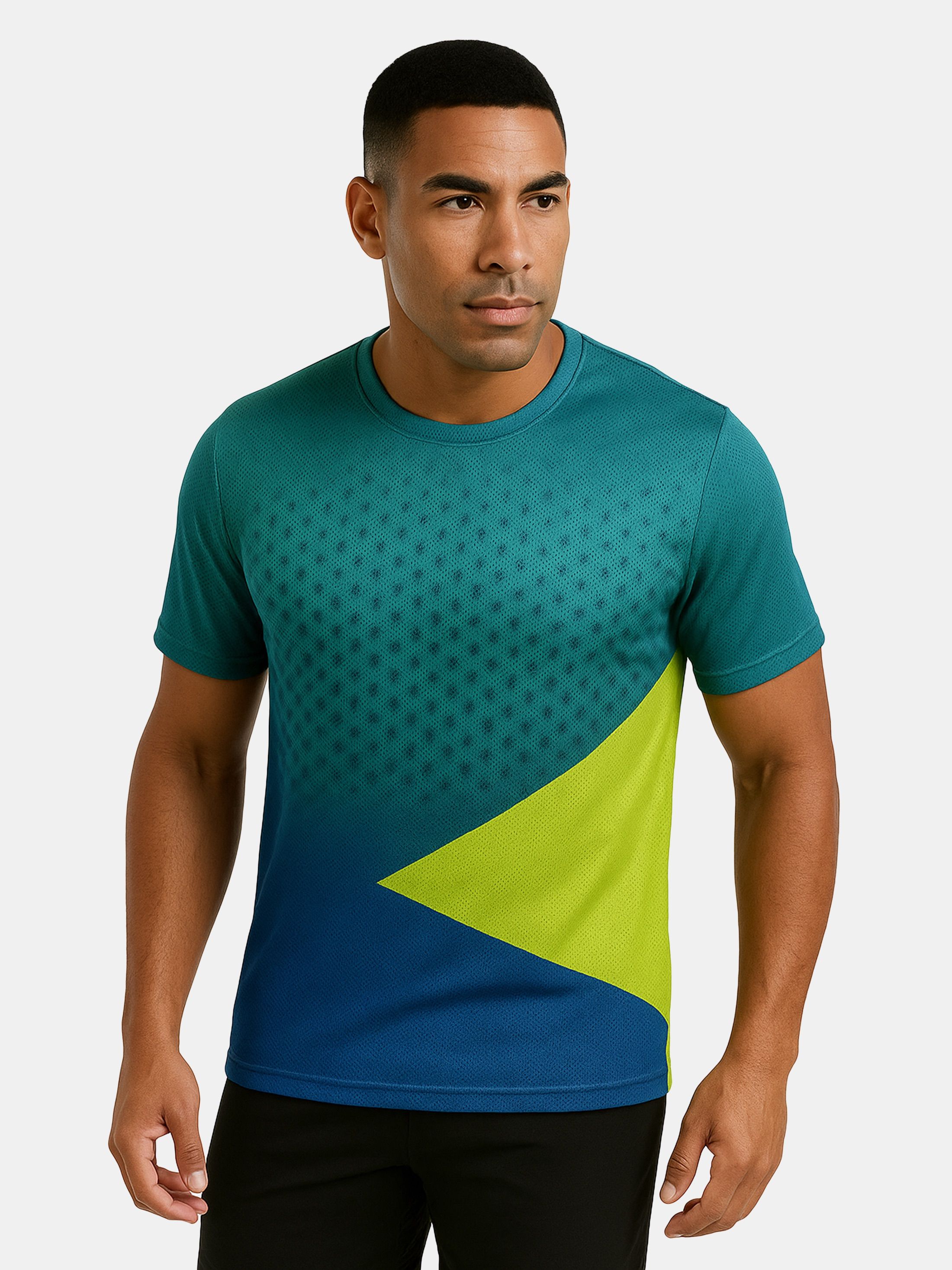Mans custom teal and lime Men’s custom sports t-shirt – teal and lime design