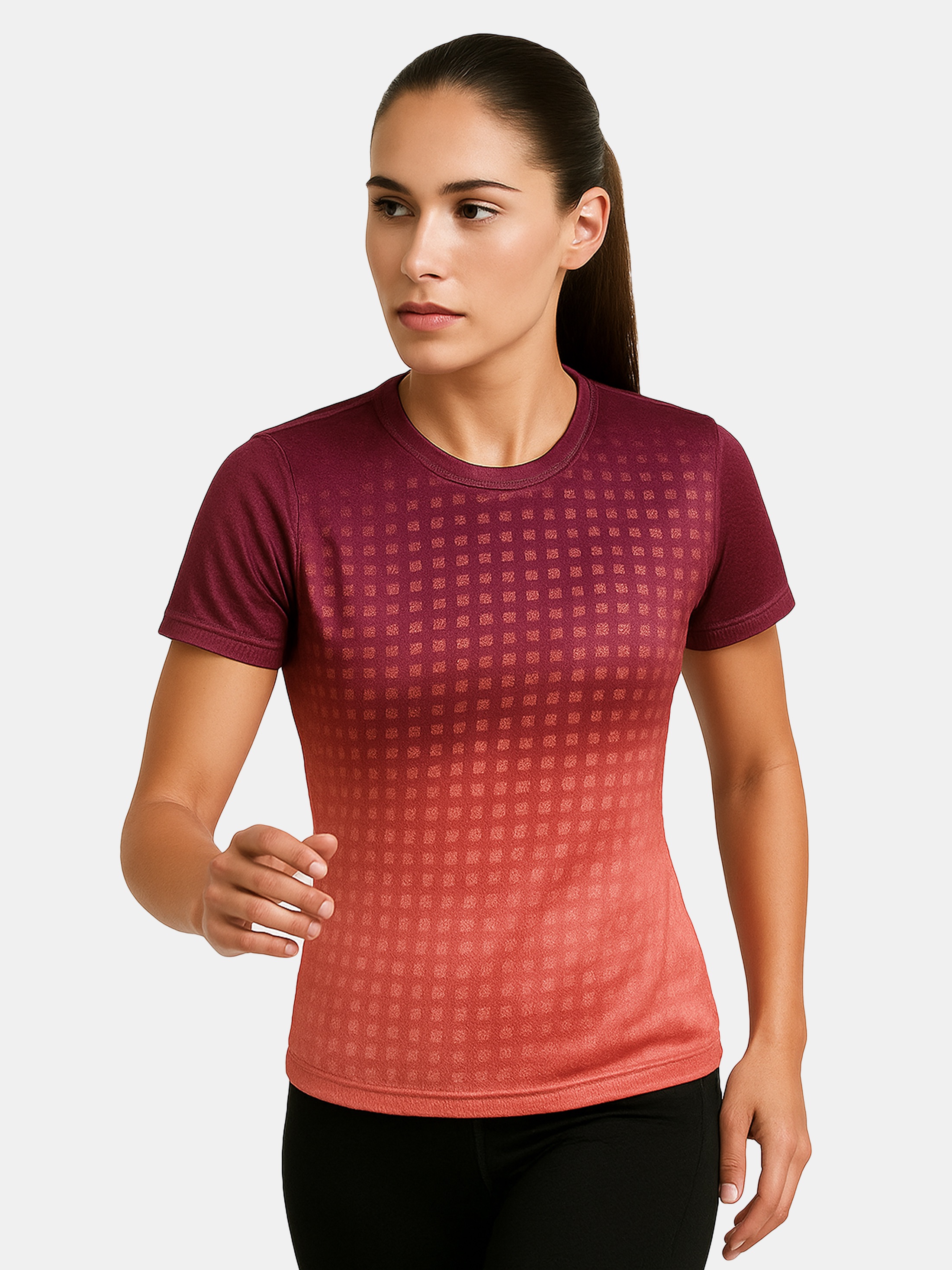 Women’s custom sports t-shirt – red gradient design